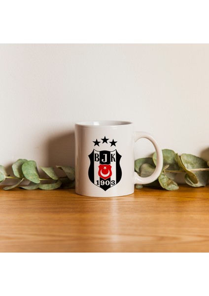 Kupa Bardak - Beşiktaş Arması Desenli Kupa Bardak - Hediyelik Kupa Bardak