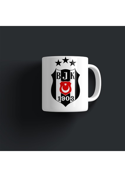 Kupa Bardak - Beşiktaş Arması Desenli Kupa Bardak - Hediyelik Kupa Bardak