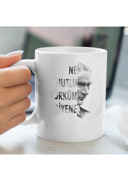 Kupa Bardak - Atatürk Silüeti Desenli Kupa Bardak - Hediyelik Kupa Bardak