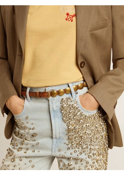 El Yapımı Gümüş Çivili Koyu Kahverengi Trinidad Deri Kemer modelleri