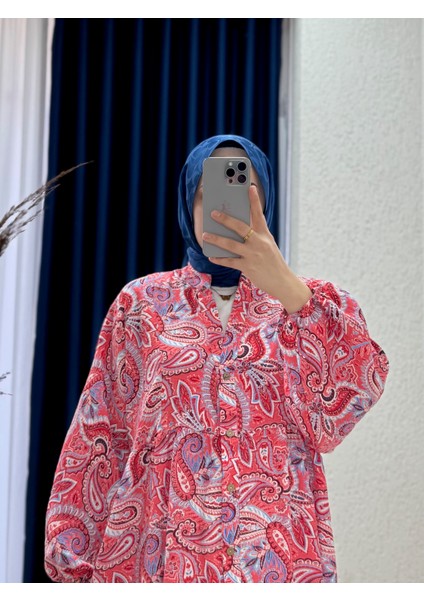 Serina Desenli ELBISE-SA2559 Fuşya