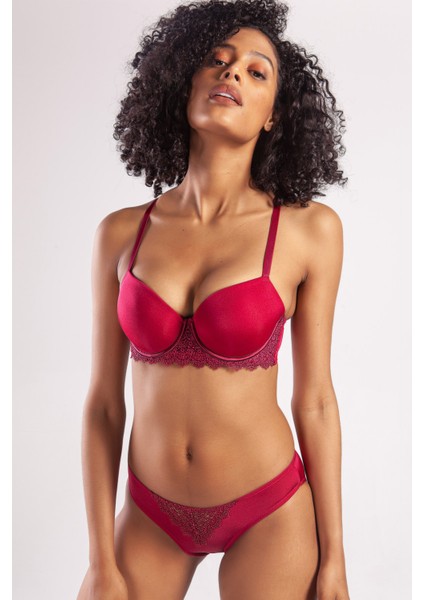 Azze Garland Big Size Plunge Bra, Şarap Rengi Konforlu ve Şık Sütyen modelleri