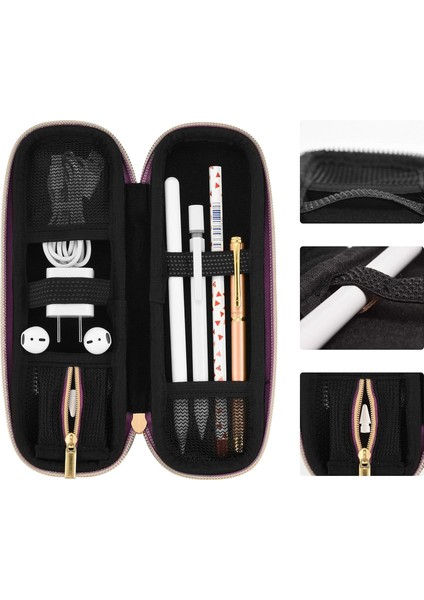 Kalemlik ve Koruyucu Taşıma Çantası - Apple Pencil Elastik Kılıf Airpods Çantası - Mavi Çizgili modelleri