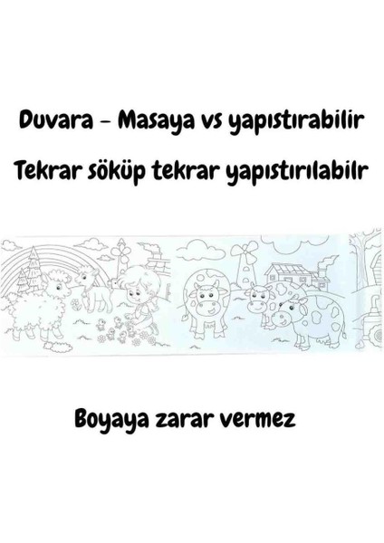 Carioca 4'lü Boyama Seti + Lino Yapışkanlı Boyama Kağıdı 86X20 cm Farm