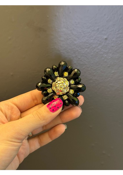Siyah Cam Taşlı Tasarım Dikiş Aksesuarı 6x6 cm fırsatları