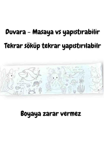 Carioca 4'lü Boyama Seti + Lino Yapışkanlı Boyama Kağıdı 86X20 cm Sea World