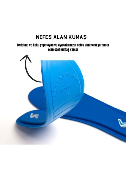 Memory Foam Ortapedik Yastıklı M800 Model Tabanlık Mavi