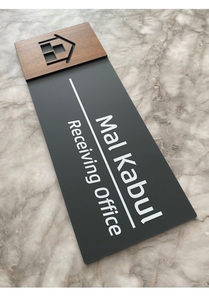 Wooden Serisi Mal Kabul Kapı Isimliği Yönlendirme Levhası