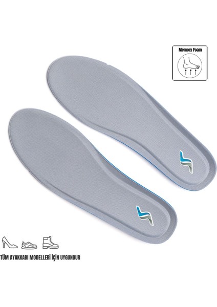 Memory Foam Ortapedik Yastıklı 100 Model Tabanlık Gri