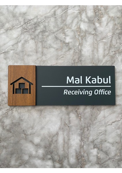 Wooden Serisi Mal Kabul Kapı Isimliği Yönlendirme Levhası modelleri