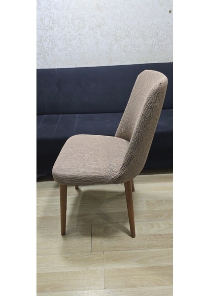 6lı A++ Kalite Jakarli Ağaç Desen Esnek Lastikli Oval Sandalye Kılıfı 6 Adet