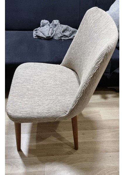 6lı A++ Kalite Jakarli Ağaç Desen Esnek Lastikli Oval Sandalye Kılıfı 6 Adet
