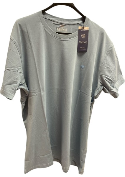 Mavi Renk Yuvarlak Yaka Erkek T-Shirt