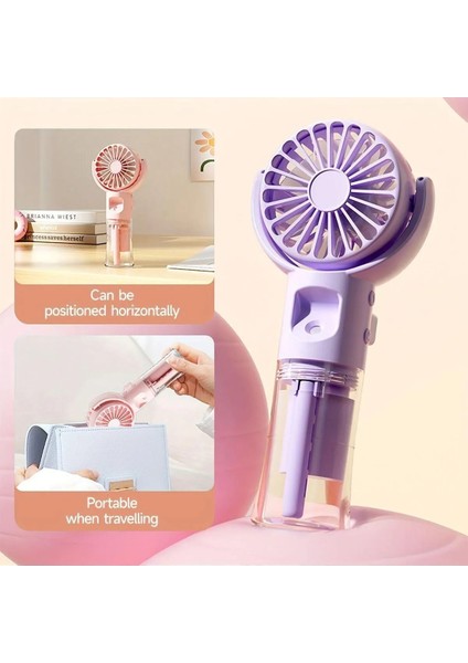 El Tipi Sulu Buharlı Fan Şarjlı Vantilatör Mini Masaüstü El Fan Taşınabilir 3 Kademeli USB Pervane