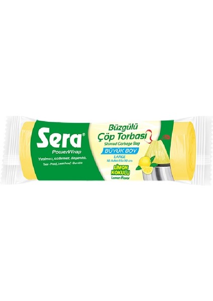 Çöp Torbası Büzgülü Limon Kokulu Büyük Boy 10 Lu 65 x 70 cm x 8 Paket