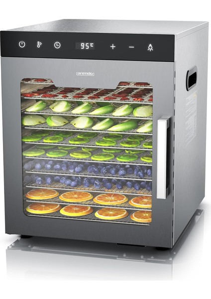 10 Katlı Paslanmaz Çelik Dehidratör, 800W Gıda Kurutucu, Meyve, Et, Sebze Kurutma, 8400 Cm² Alan