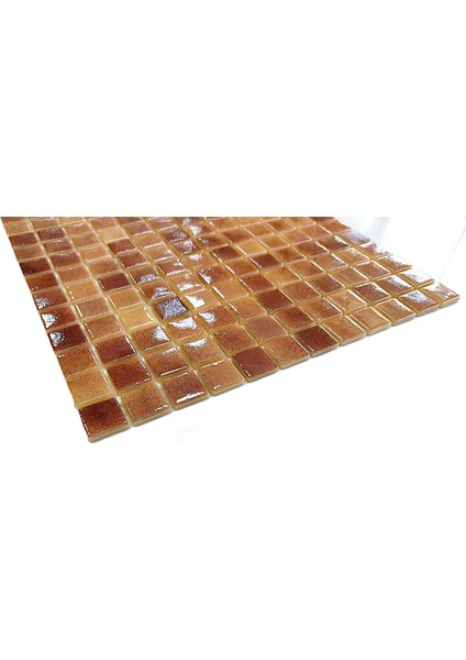 Mutfak Tezgah Arası, Havuz, Banyo, Sauna, Spa, Iç ve Dış Dekorasyonda Tüm Yüzeyler Için, 25X25MM. P. Krem-Kahve, 31,5X31,5CM. Fileli Cam Mozaik. (10 File Karo = 1 M2 Fiyatıdır )
