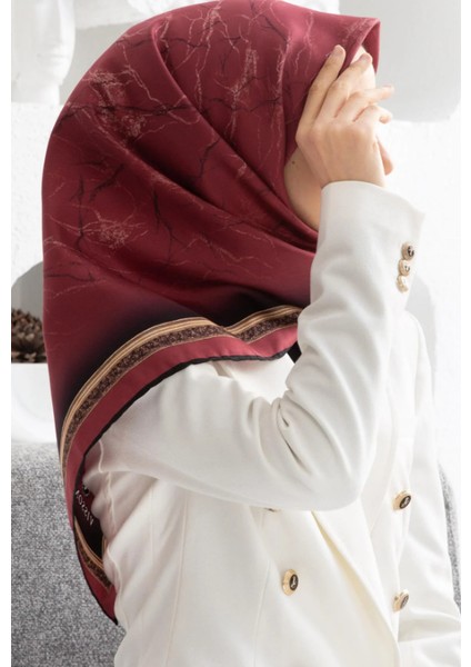 Tivil İpek Eşarp 60307 - 0018 Bordo Karışık Desen