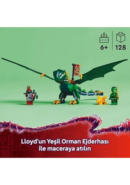 Lloyd Un Yeşil Orman Ejderhası 71829-6 Yaş ve Üzeri Çocuklar Için 2 Minifigürlü Yaratıcı Oyuncak Yapım Seti, Doğum Günü Hediyesi (128 Parça)