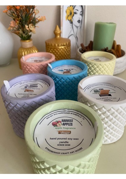 Dekoratif Lavanta Kokulu Mor Taş Kap Mum – 300G Doğal Soya Wax, Ahşap Fitilli, El Yapımı ve Vegan indirimleri