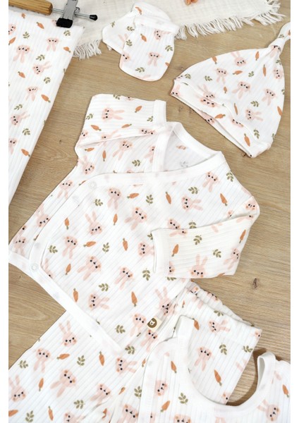 Kız Bebek Pamuk Kumaş Battaniyeli 7 Li Hastane Çıkışı Seti STL6989 indirimleri