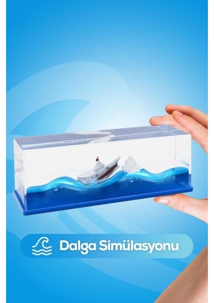 Batmayan Gemi, Interaktif Hareketli Gemi Biblosu, Su ve Mavi Yağlı Dinamik Deniz Manzaralı Dekoratif Blok"