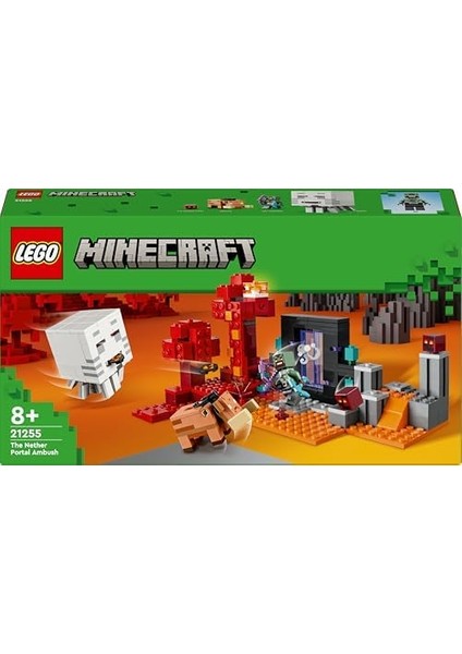 Minecraft Nether Geçidi Pususu 21255-8 Yaş ve Üzeri Macera Oyunları Seven Çocuklar Için Yaratıcı Oyuncak Yapım Seti (352 Parça)