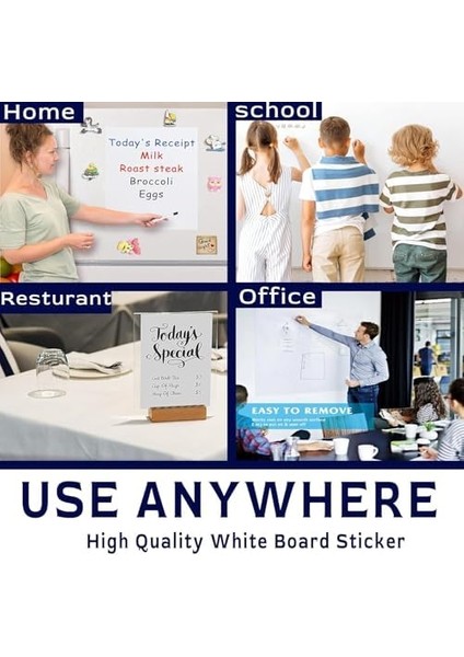 Kendinden Yapışkanlı Beyaz Tahta Pvc Folyo Sticker 60X200CM Kesilebilir Yazı Tahtası Çocuk Ofis Ders Okul