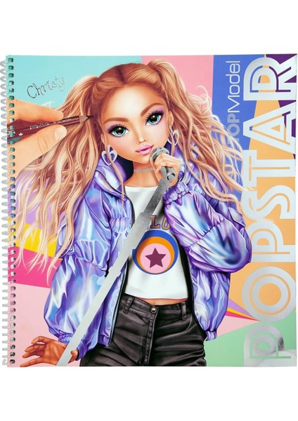 12228 Topmodel Popstar - Boyama Kitabı, 60 Sayfalık Model Motifleri ve Kıyafetleri Tasarlamak Için, Boyama Kitabı, Çıkartma Tablosu, Şablonlar Vb.