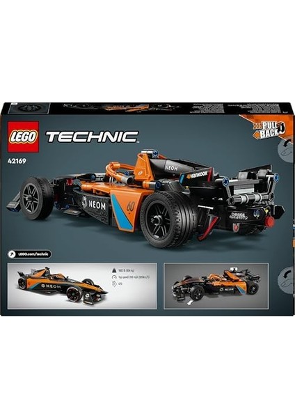Technic Neom Mclaren Formula E Yarış Arabası 42169-9 Yaş ve Üzeri Çocuklar Için Koleksiyonluk Yaratıcı Yarış Arabası Model Yapım Seti, Doğum Günü Hediyesi Fikri (452 Parça)