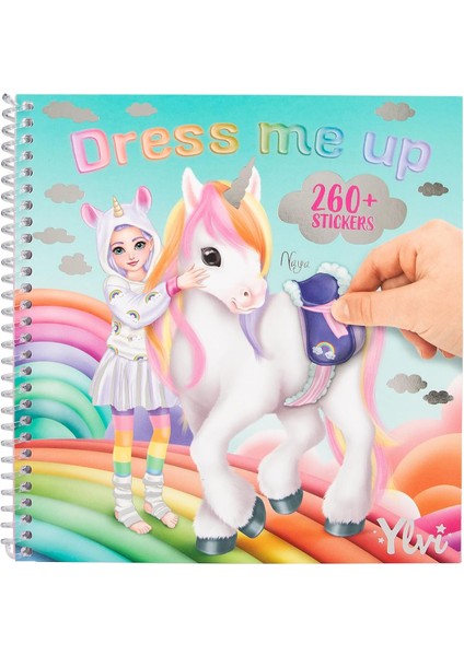 13215 Ylvi Dress Me Up - Çıkartma Defteri, 24 Sayfa Önceden Baskılı Tek Boynuzlu At Motifli, Kendiniz Tasarlamanız Için, 11 Çıkartma Kağıdı Dahil