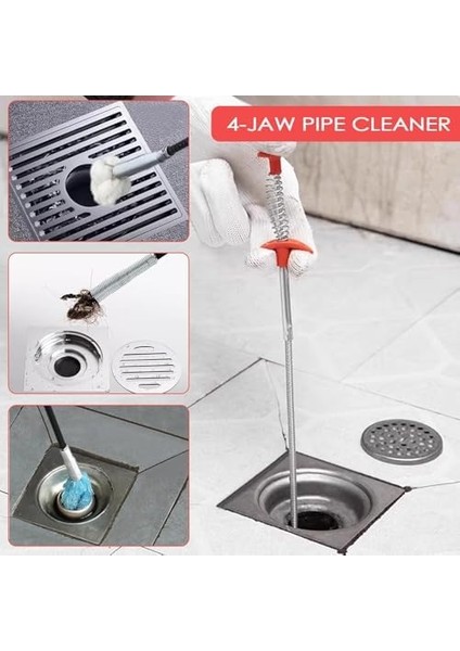 Tıkanıklık Açma Makinesi Gider Borusu Açma Temizleme Çubuğu Aparatı Mutfak Banya Drenaj Duş Tuvalet Kanalizasyon 90CM