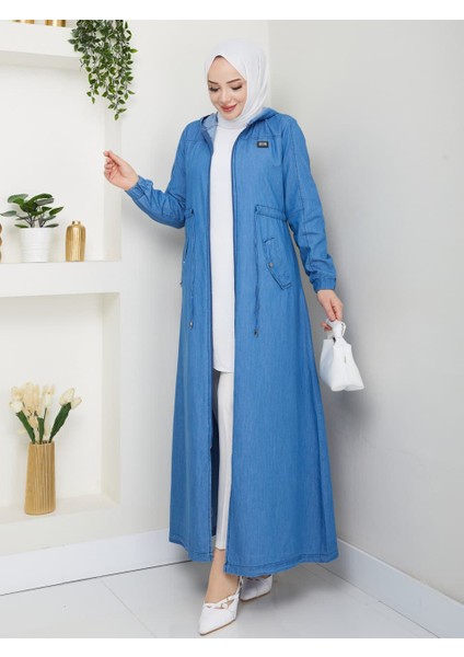 Kol Lastikli Kadın Kot Pardesü modelleri