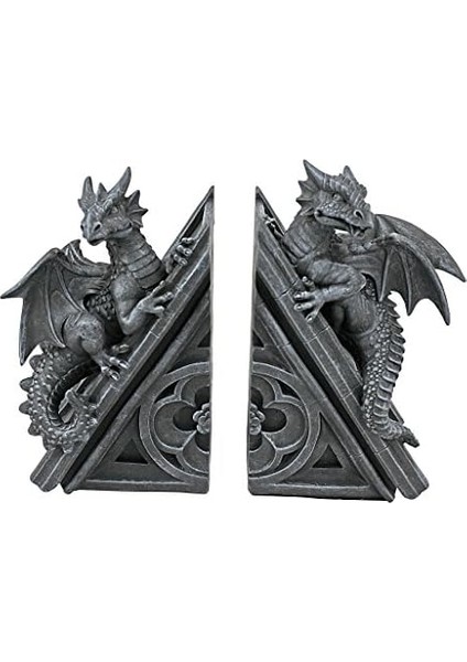 Toscano Gotik Kale Ejderhası Şeklinde Kitap Desteği, Ölçüler: 12,5 x 4 x 20,5 cm