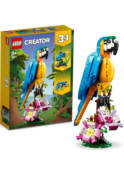 Creator Egzotik Papağan 31136-7 Yaş ve Üzeri Çocuklar Için Papağan, Balık ve Kurbağa Modelleri Içeren Yaratıcı Oyuncak Yapım Seti (253 Parça)