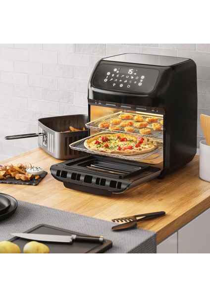 4'ü 1 Arada 12L Airfryer, Sıcak Hava Fritözü, Döner Izgara, Kurutucu ve Fırın