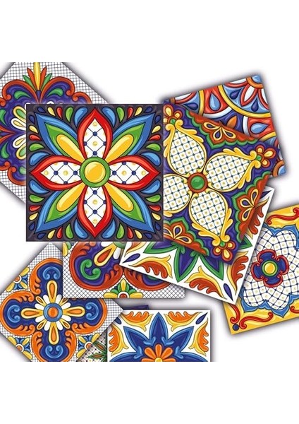 Yapışkanlı Karnaval Desenli Pvc Karo (10 x 10 cm )