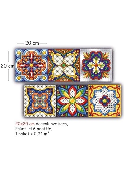 Yapışkanlı Karnaval Desenli Pvc Karo (10 x 10 cm )