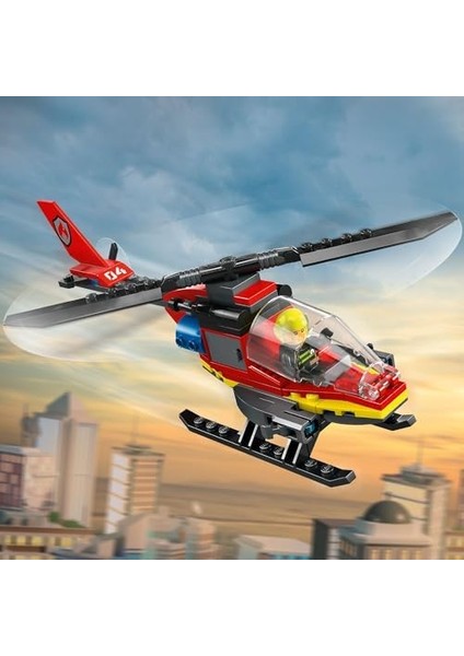 City Itfaiye Kurtarma Helikopteri 60411-5 Yaş ve Üzeri Çocuklar Için Pilot Minifigürü Içeren Yaratıcı Oyuncak Yapım Seti (85 Parça)