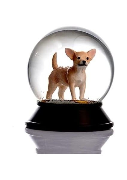 Cam ve Reçine Altın Patiler Köpek Chihuahua (Kayısı) Kar Küresi Hediye