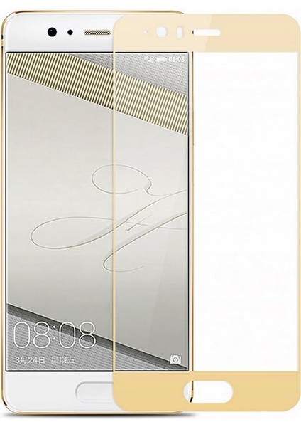 Huawei P10 Plus Uyumlu Full Kaplayan Temperli 5d Ekran Koruyucu Cam (Gold)