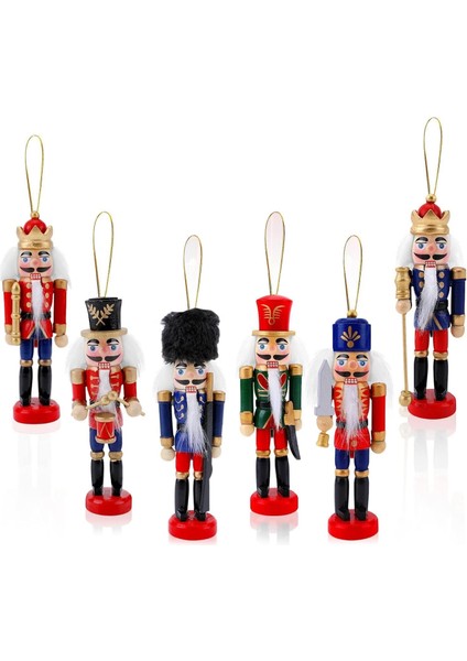 13CM Nutcracker Ahşap Asker Fındıkkıran, Fındıkkıran Asker Şekilli Kukla Noel Ahşap Dekoru Festival Noel Dekoru Yılbaşı Nodel Süsleri Hediyelik Eşya (6'lı Paket Model3, 13 Cm)