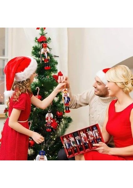 13CM Nutcracker Ahşap Asker Fındıkkıran, Fındıkkıran Asker Şekilli Kukla Noel Ahşap Dekoru Festival Noel Dekoru Yılbaşı Nodel Süsleri Hediyelik Eşya (6'lı Paket Model3, 13 Cm)