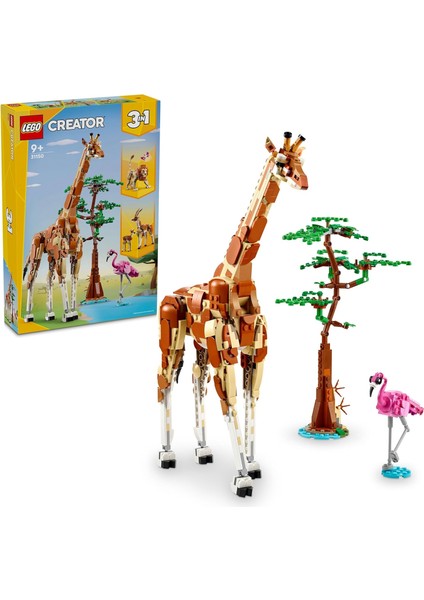 Creator Vahşi Safari Hayvanları 31150-9 Yaş ve Üzeri Çocuklar Için Inşa Edilebilen Zürafa, Ceylan ve Aslan Modeliyle 3 Ü 1 Arada Yaratıcı Oyuncak Yapım Seti, Doğum Günü Hediyesi (780 Parça)