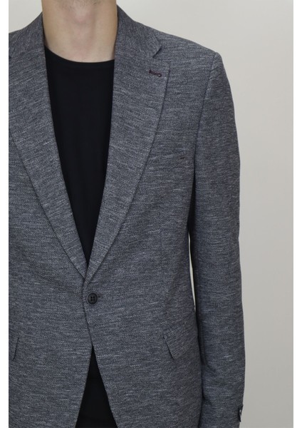 Fistan Store Erkek Füme Italyan Kesim Dar Kalıp Tek Düğme Çift Yırtmaçlı Blazer Ceket