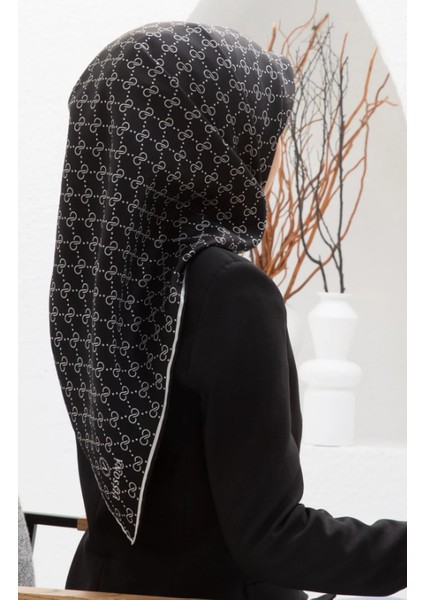 Tivil İpek Eşarp 60782 - 1 - 0001 - 0002 Siyah Karışık Desen