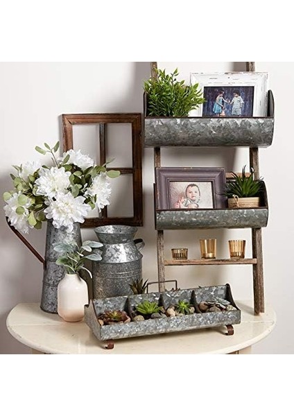 Galvanizli Metal Dekor, Rustik Çiftlik Evi, Sürahi, Gümüş
