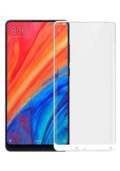 Xiaomi Mi Mix 2 Uyumlu Full Kaplayan Temperli 5d Ekran Koruyucu Cam (Beyaz)