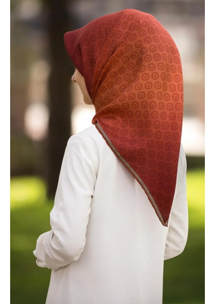 Tivil İpek Eşarp 11276 - 4 - 0014 Turuncu Karışık Desen