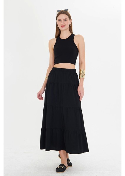 Kadın Uzun Dökümlü Boho Beli Lastikli Pamuklu Etek fiyatları
